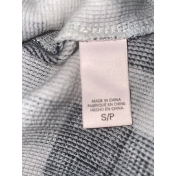 Victoria's Secret long sleeve top Women Small Black Gray Check Pullover Waffle - Picture 8 of 9
